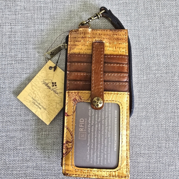 Patricia Nash Italian Sketch Alanna Brown Tan Credit Card Sleeve Wallet - Picture 1 of 3